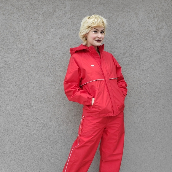 Adidas 80's Vintage Red 2PC Hooded Jacket & Joggers Tracksuit - Picture 5 of 16